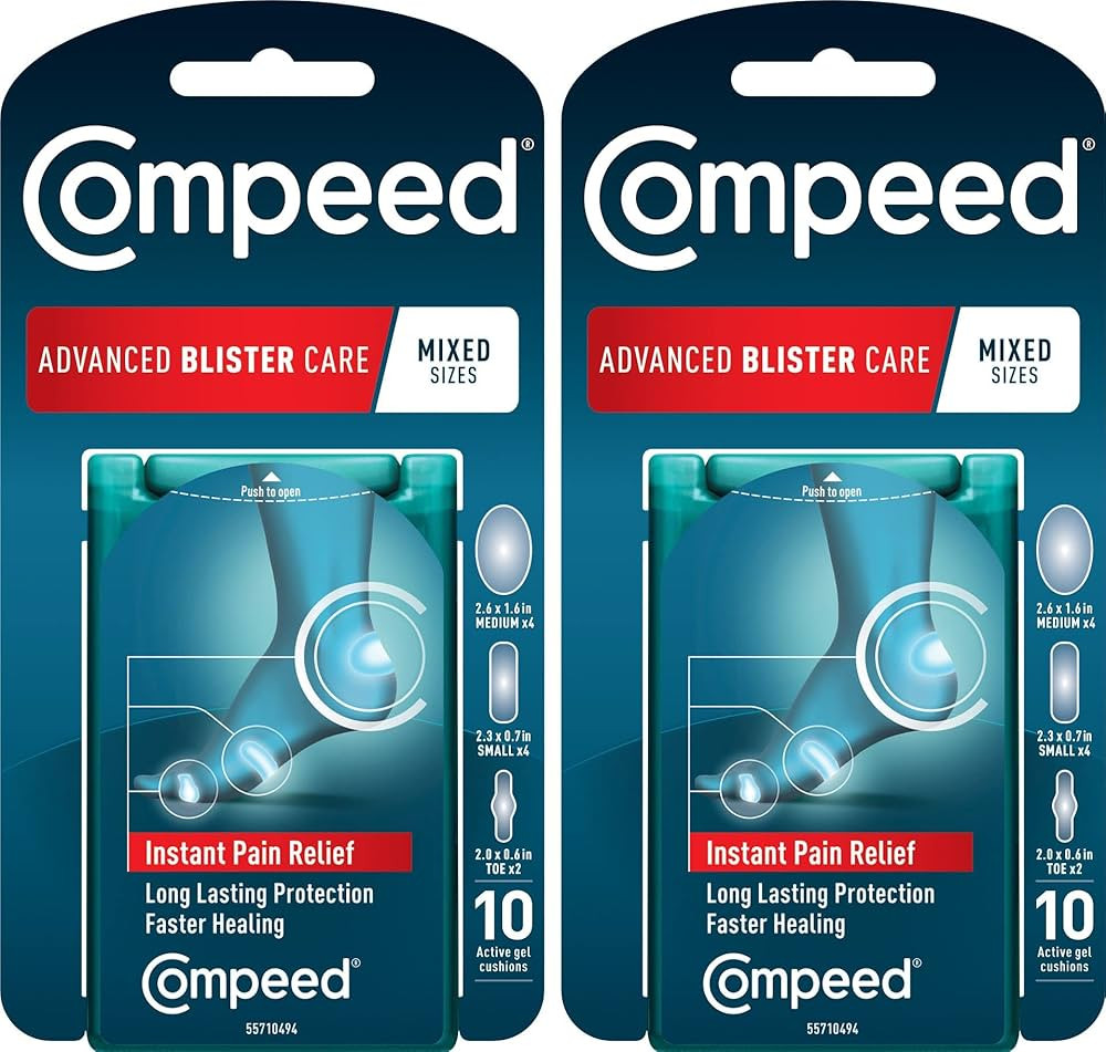 Compeed Advanced Blister Care 10 Count Mixed Sizes Pads (2 Packs), Hydrocolloid Bandages, Heel Pa... | Amazon (US)