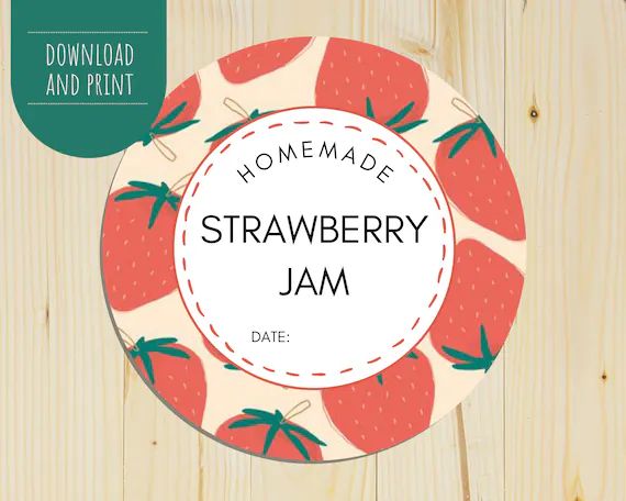 Printable Strawberry Jam Jar Labels  Mason Canning Jar Round | Etsy | Etsy (US)