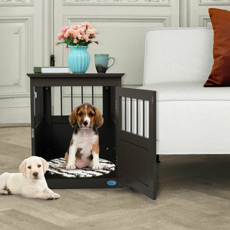 Wooden Dog Crate Kennel Cage Bed Night Stand End Table Wood Furniture Brown | Walmart (US)
