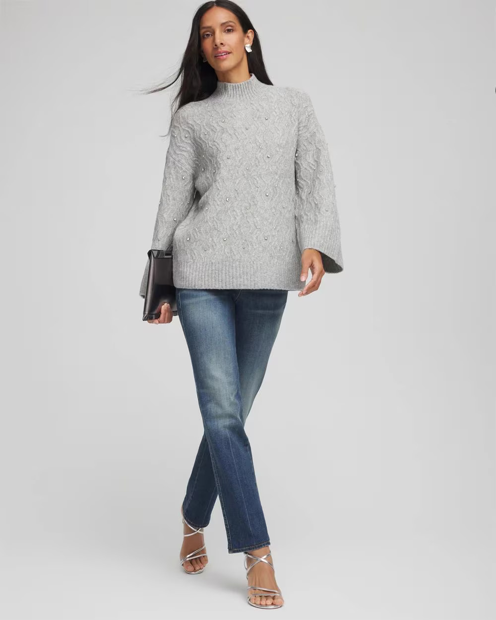 Sequined Cable Knit Sweater | Chico's