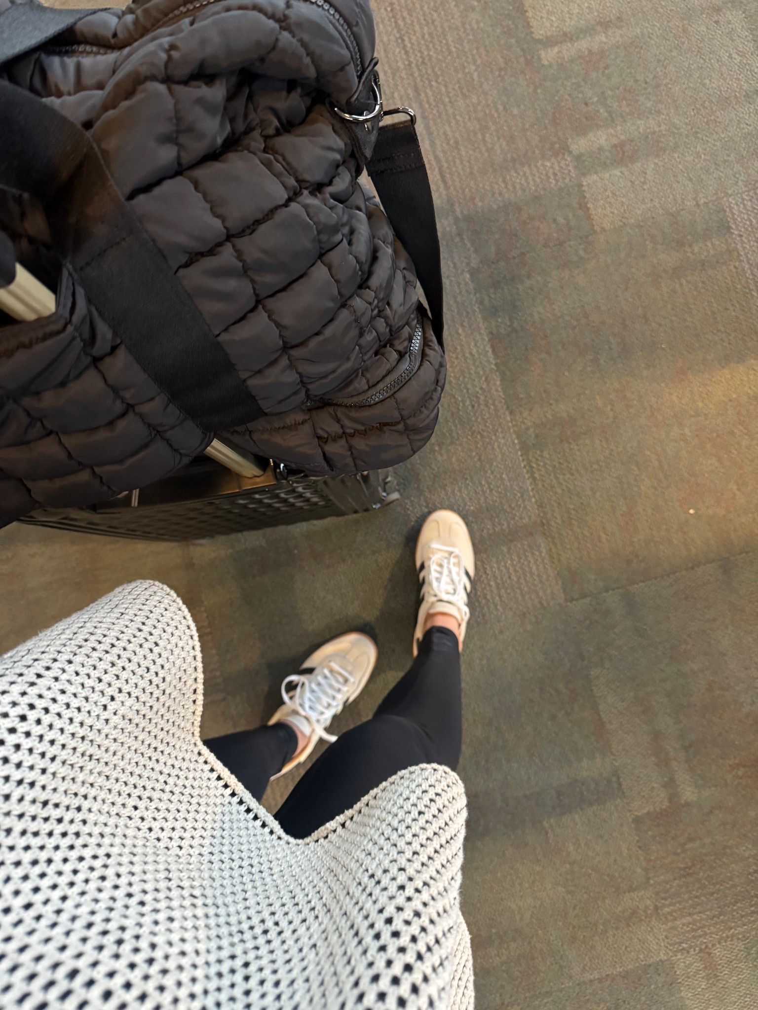 I’m loving how this sweater looks and feels. Adidas sneakers and Spanx leggings for comfort and style 
Travel outfit 

#LTKootd #LTKSaleAlert #LTKTravel