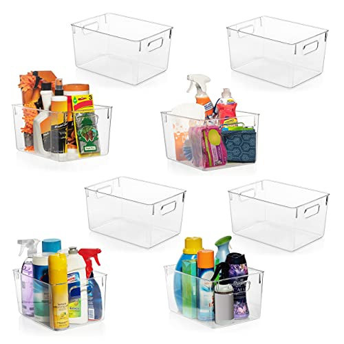 ClearSpace Clear Plastic Storage Bins – Pantry Organizers & Storage Containers, Cabinet Organizer - Home Organization Must Haves for Kitchen, Laundry Room, Office, Closet, Garage & Freezer | Amazon (US)