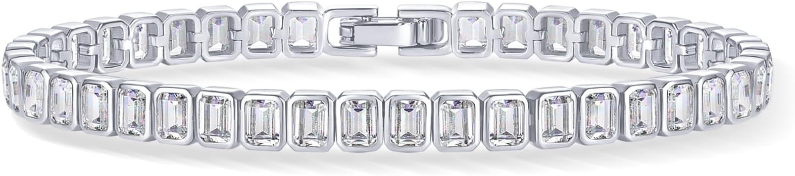 PAVOI 14K-18K Gold Plated Simulated Diamonds Bezel Set Tennis Bracelets for Women - Cubic Zirconi... | Amazon (US)