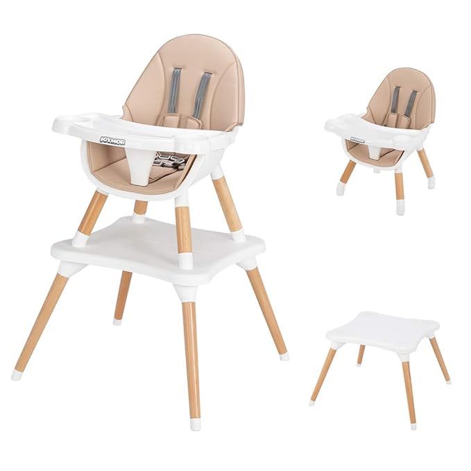 JOYMOR 5-in-1 Baby High Chair for Infants to Toddler, 4-Position Adjustable Wooden Eating Highchair  | Amazon (US)