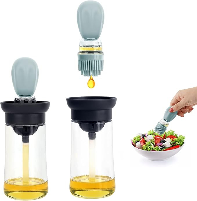 WOBILOO Glass Olive Oil Dispenser Bottle With Silicone Brush 2 In 1, Silicone Dropper Measuring O... | Amazon (US)