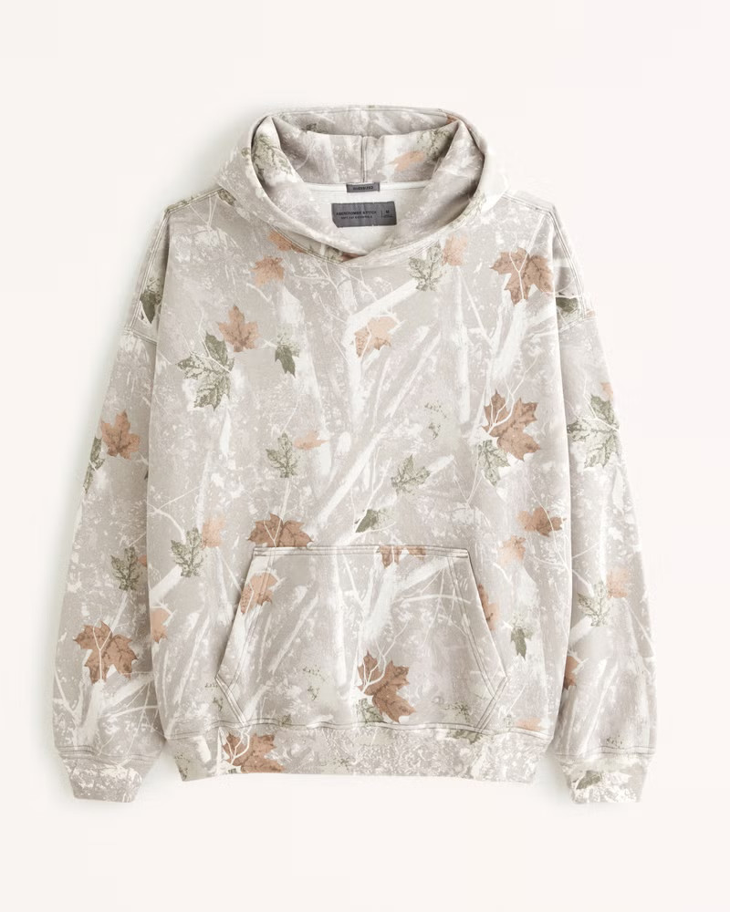 Abercrombie & Fitch Men's Essential Popover Hoodie in Off White Camo - Size XS | Abercrombie & Fitch (US)