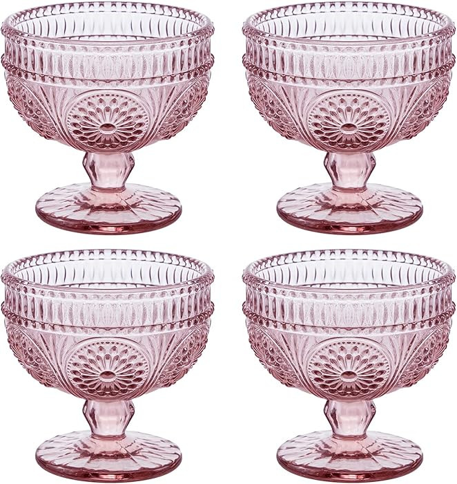 CHOOLD Vintage Sunflower Embossed Glass Footed Dessert and Salad Bowl for Home, Party, Wedding - ... | Amazon (US)