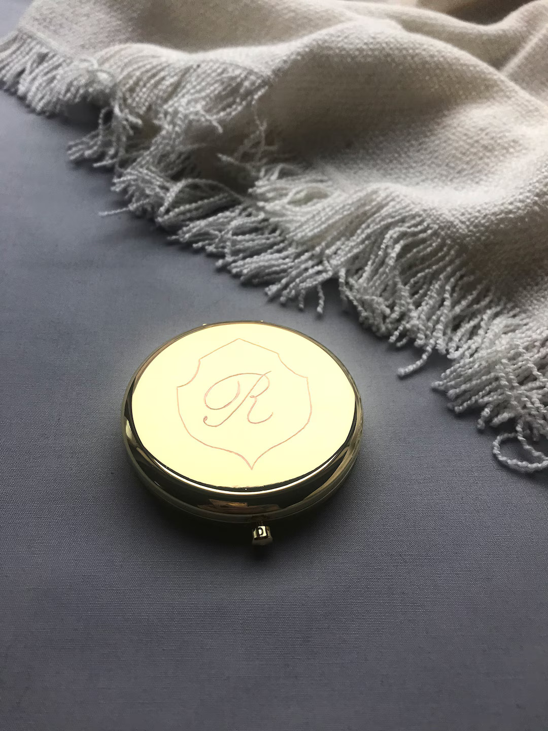 Initial Monogram Calligraphy Engraved Compact Mirror Gold Rose Gold B - Gift for Mom Best Friend ... | Etsy (US)