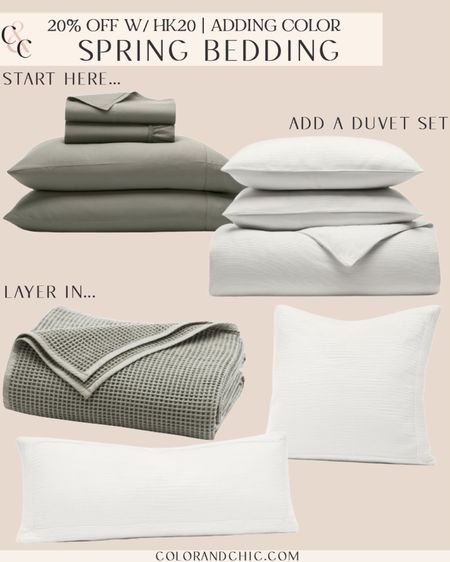 Spring breeding that I love! Start with a sheet set add in a duvet and then layer with the waffle need blanket and pillows! Use code HK20 for 20% off

#LTKhome #LTKstyletip #LTKsalealert