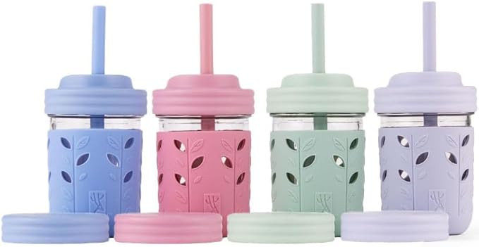 Elk and Friends Kids & Toddler Cups | The Original Glass Mason jars 8 oz with Silicone Sleeves & ... | Amazon (US)