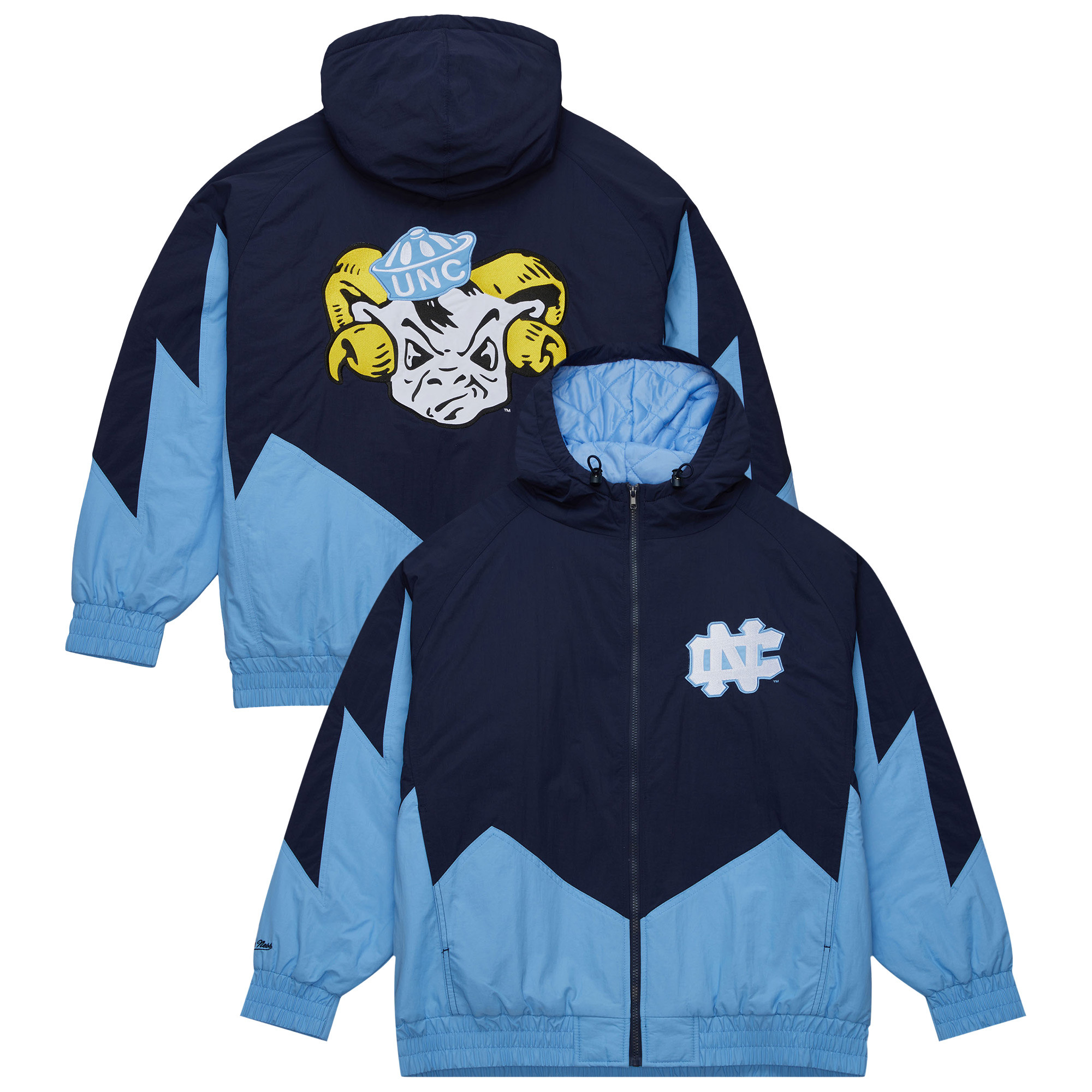 Men's Mitchell & Ness Navy/Carolina Blue North Carolina Tar Heels Retro Full-Zip Hoodie Jacket | Fanatics