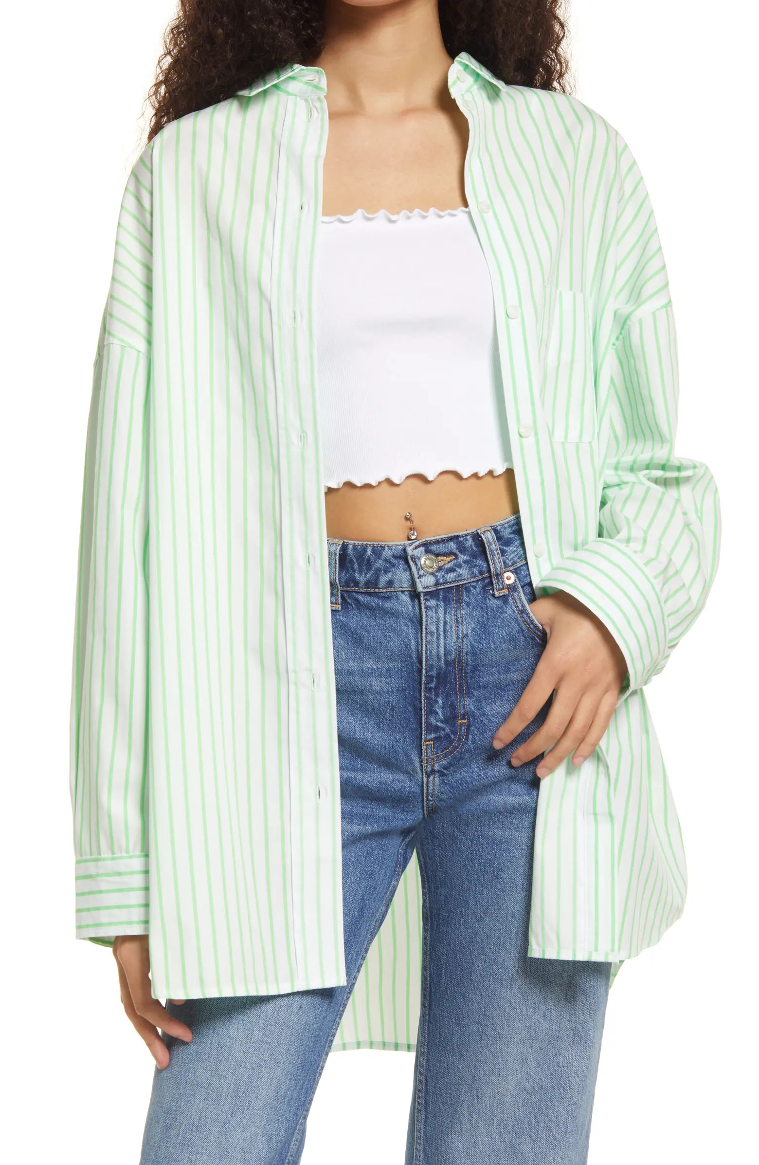 TOPSHOP Oversize Poplin Button-Up Shirt | Nordstrom | Nordstrom