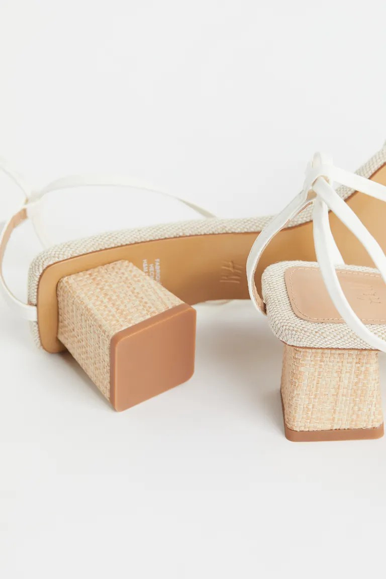 Block-heeled tie-strap sandals | H&M (UK, MY, IN, SG, PH, TW, HK)