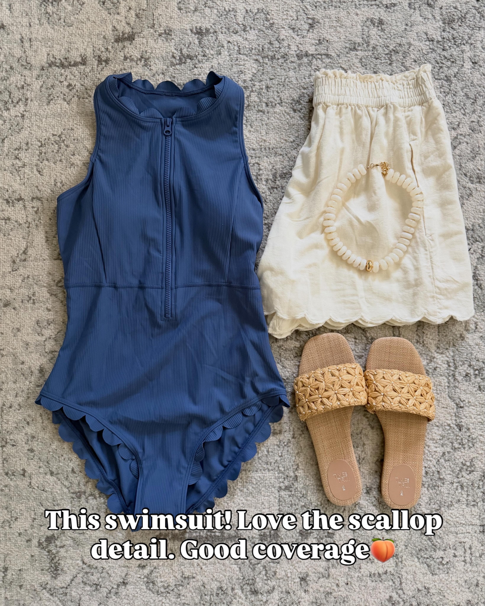 Amazon one piece swimsuit with zipper front detail and scallop edges. This one has a soft ribbed texture, great coverage, comes in lots of colors. Fit tts and I’m a medium. #amazonfashion mom friendly

#LTKSwim