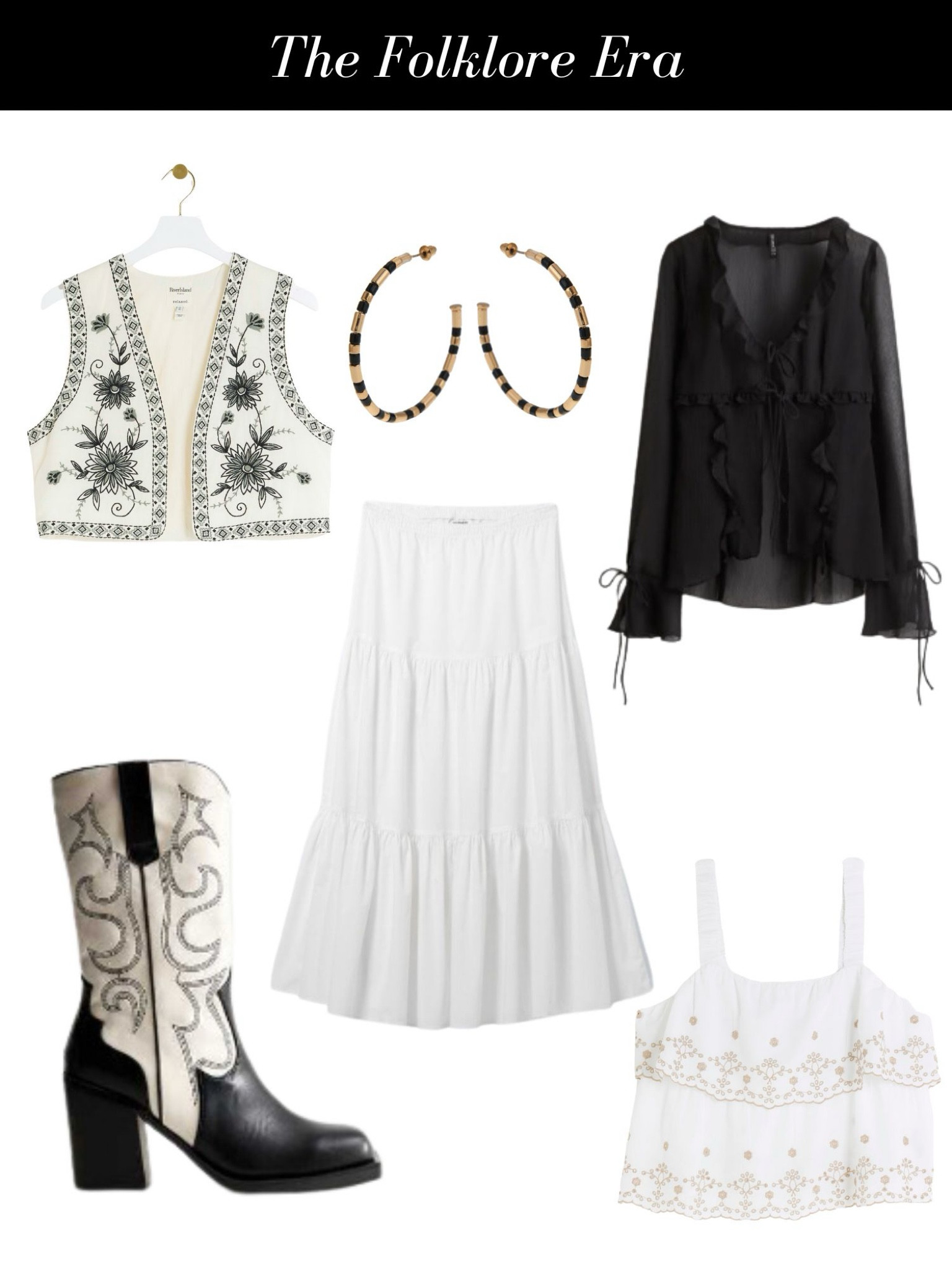 Taylor Swift’s Folklore album saw a return to country with its folky feels. Go boho in a greyscale colour palette to recreate this look for your Eras tour outfit. 

#LTKuk #LTKstyletip #LTKsummer