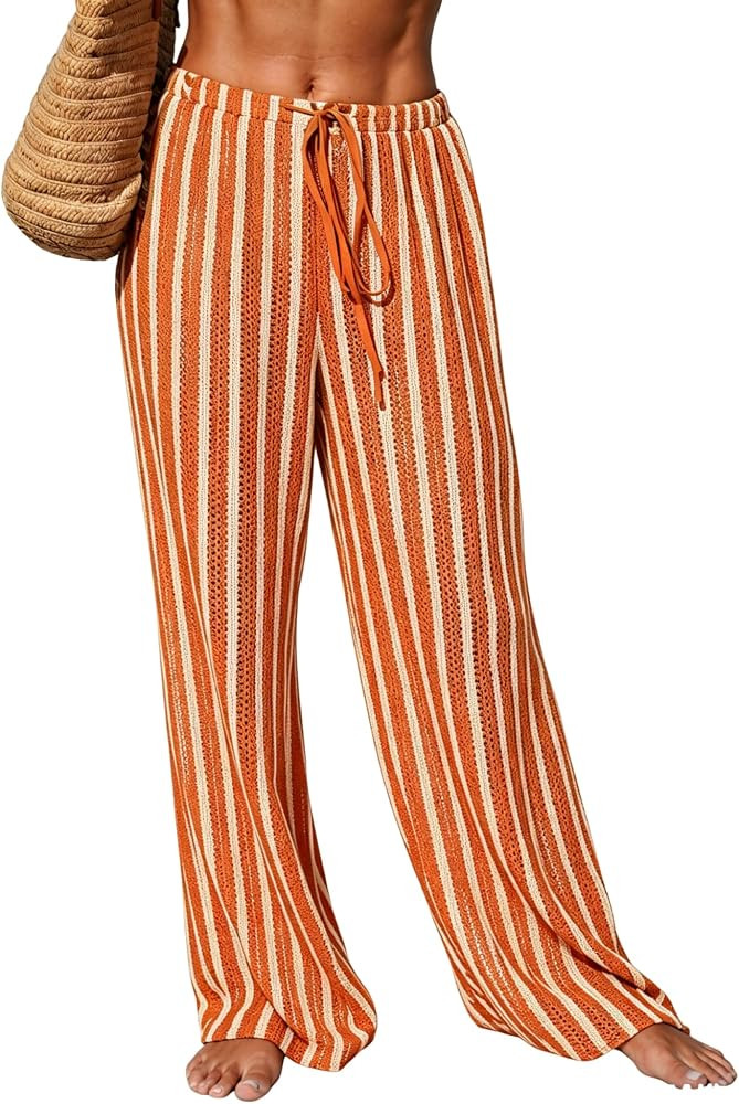 ZAFUL Womens Beach Cover Up Pants Boho Swimsuit Cover Up Beach Wear | Amazon (US)