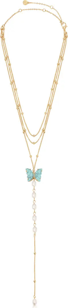 Multistrand Turquoise & Freshwater Pearl Y-Necklace | Nordstrom