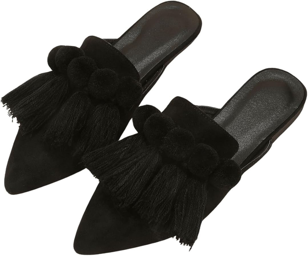 Verdusa Women's Dress Shoes Slip On Flats Comfortable Pointed Toe Mules Dressy Casual Loafers Sho... | Amazon (US)