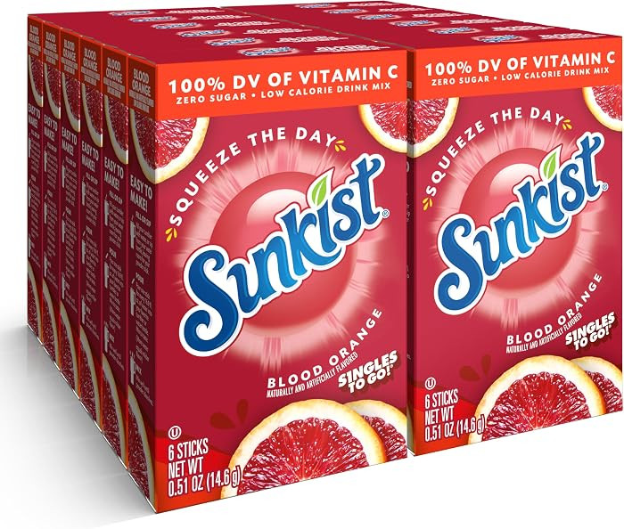 Singles to go Drink Mix Packets, Blood Orange, 6-Count Box – Powdered Drink Packets with Vitami... | Amazon (US)