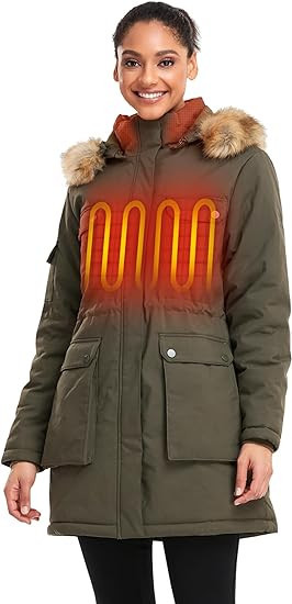 ORORO [Upgraded Battery] Women's Heated Parka Jacket with 4 Heat Zones and Detachable Hood (Batte... | Amazon (US)
