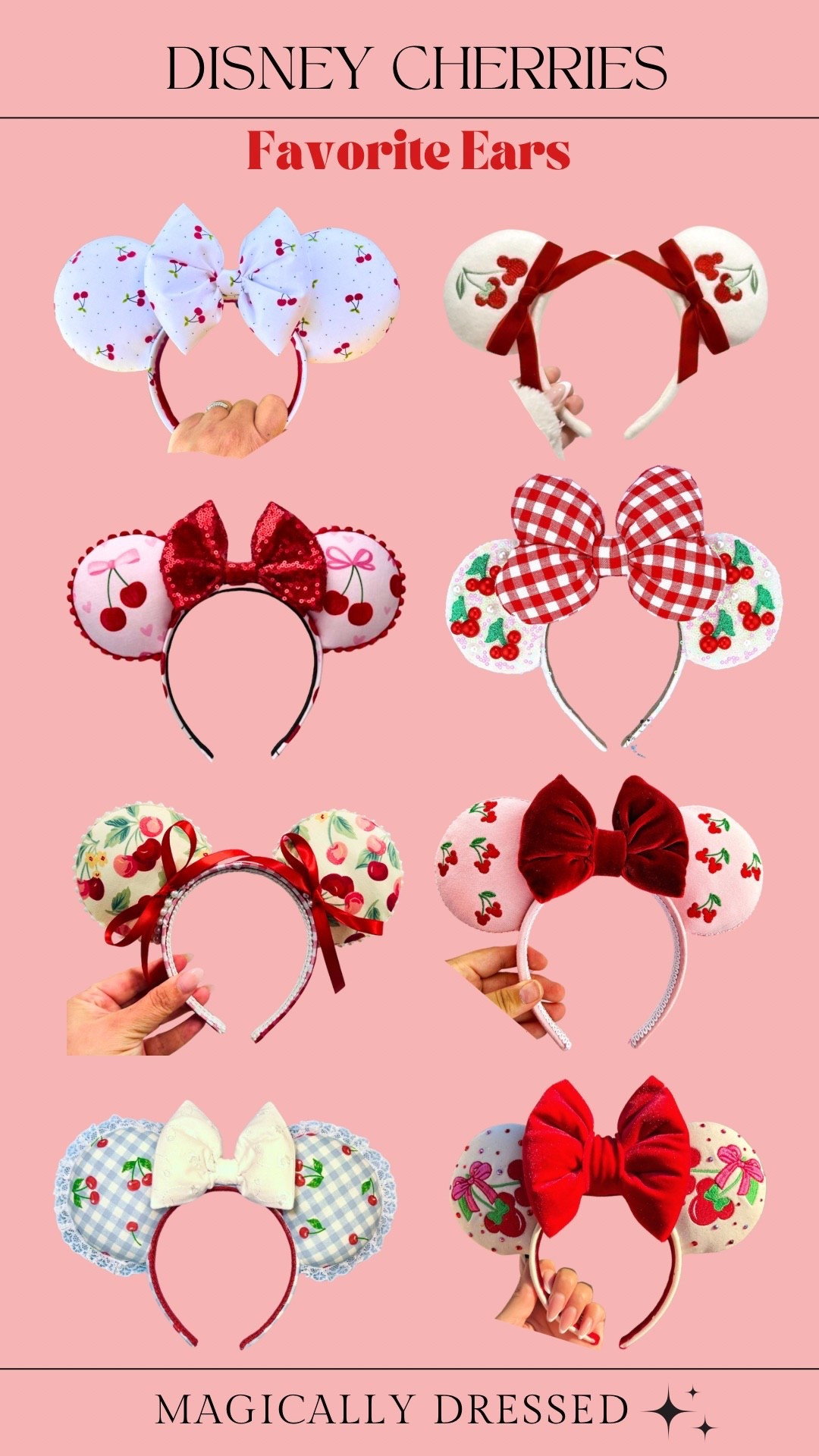 Cherry on top of every Disney outfit 🍒✨
Sharing all my favorite cherry Disney ears that add the sweetest pop to any park look. Perfect for spring, summer, or anytime you want a little extra Disney magic in your outfit. 🍒🏰 Which pair is your favorite? #DisneyStyle #DisneyEars #CherryVibes

#LTKspringtrends #LTKKids #LTKTravel