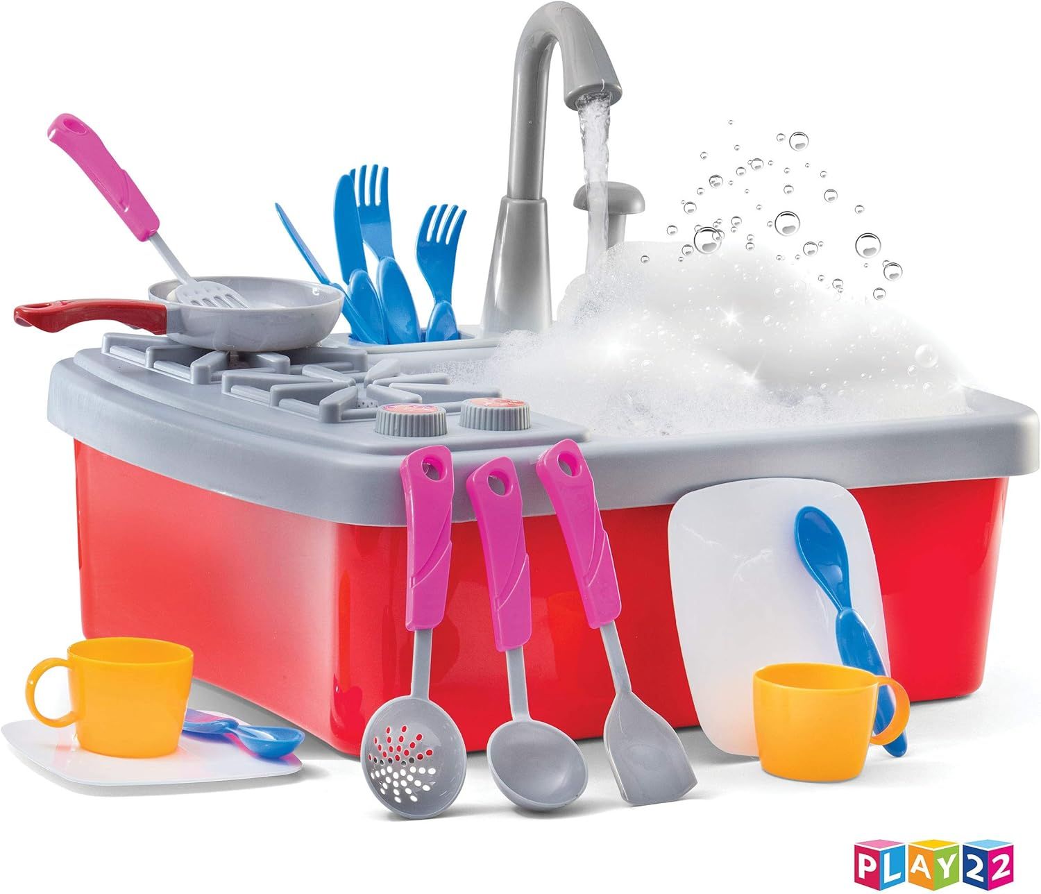 Play22 Kitchen Sink Toy 17 Set - Play Sink Play House Pretend Toy Kitchen Sink with Running Water... | Amazon (US)