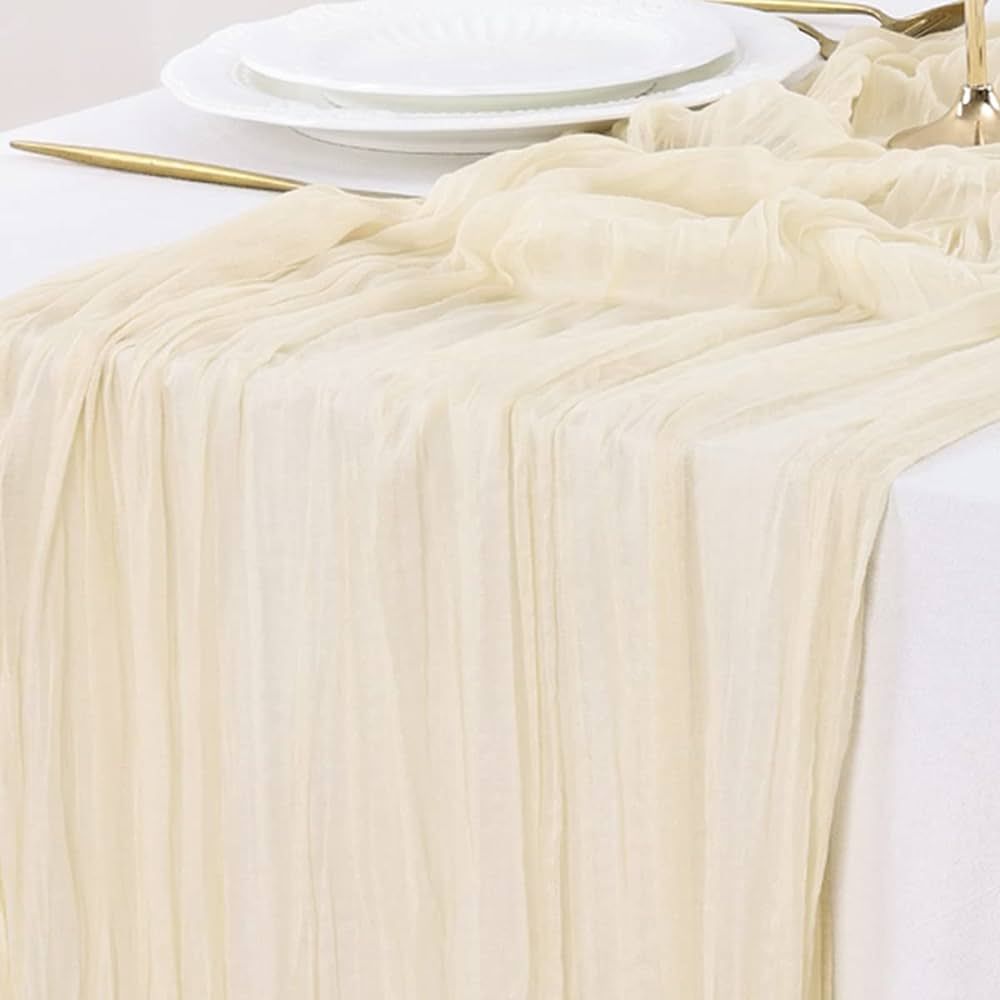 Socomi Cheesecloth Table Runner 10ft Gauze Boho Rustic Beige Cheese Cloth Table Runner for Baby S... | Amazon (US)
