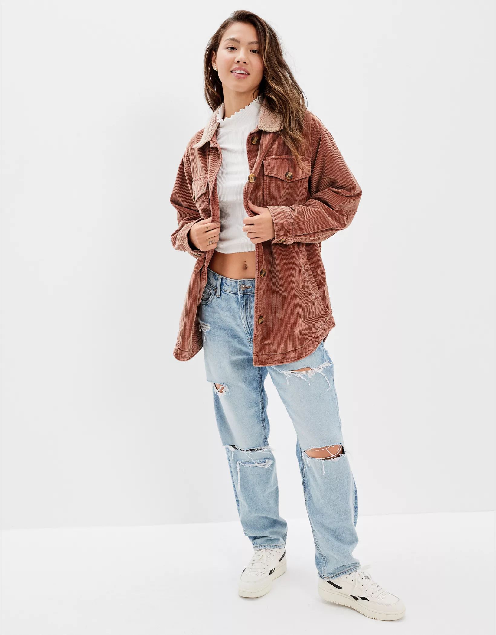 AE Corduroy Mid-Length Shacket | American Eagle Outfitters (US & CA)
