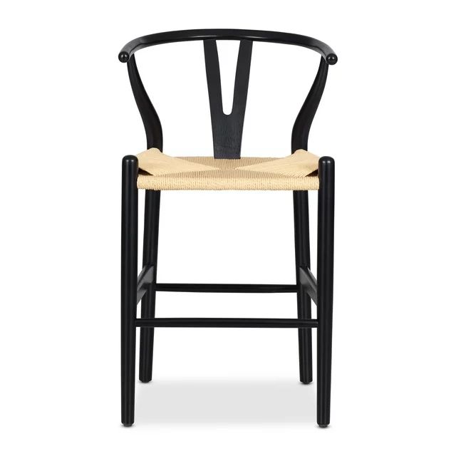 Poly and Bark  Weave Counter Stool - Solid Wood Frame Black | Walmart (US)