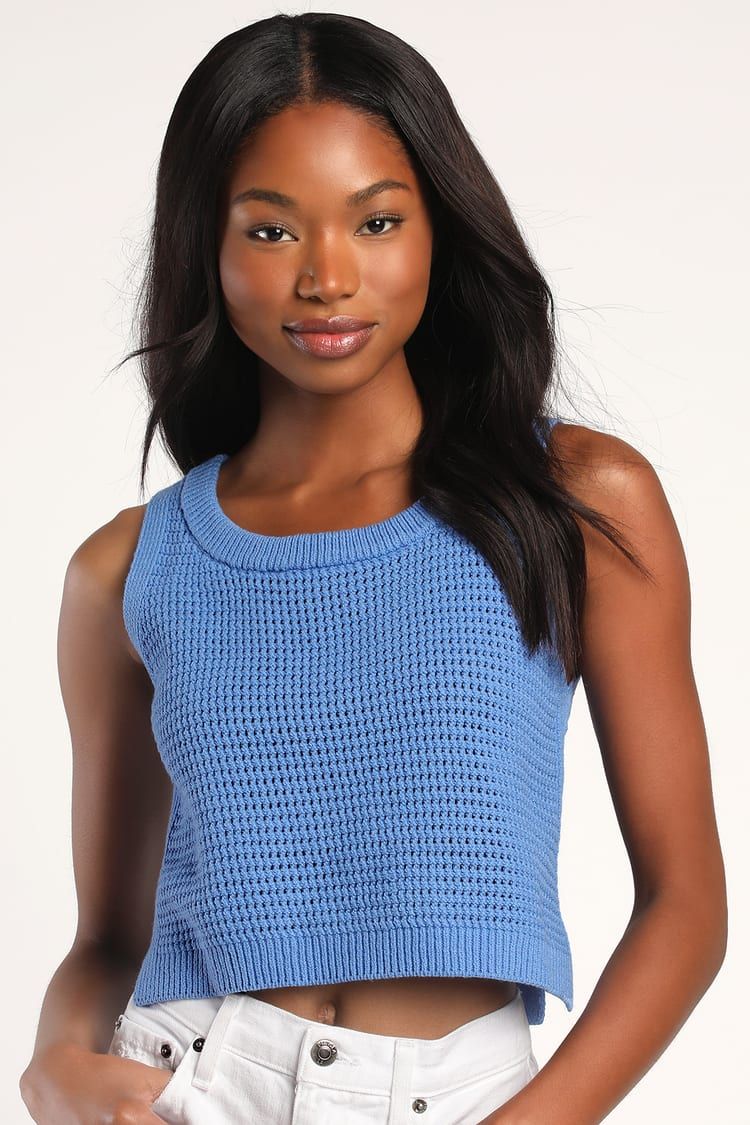Get The Look Periwinkle Loose Knit Sweater Tank Top | Lulus (US)