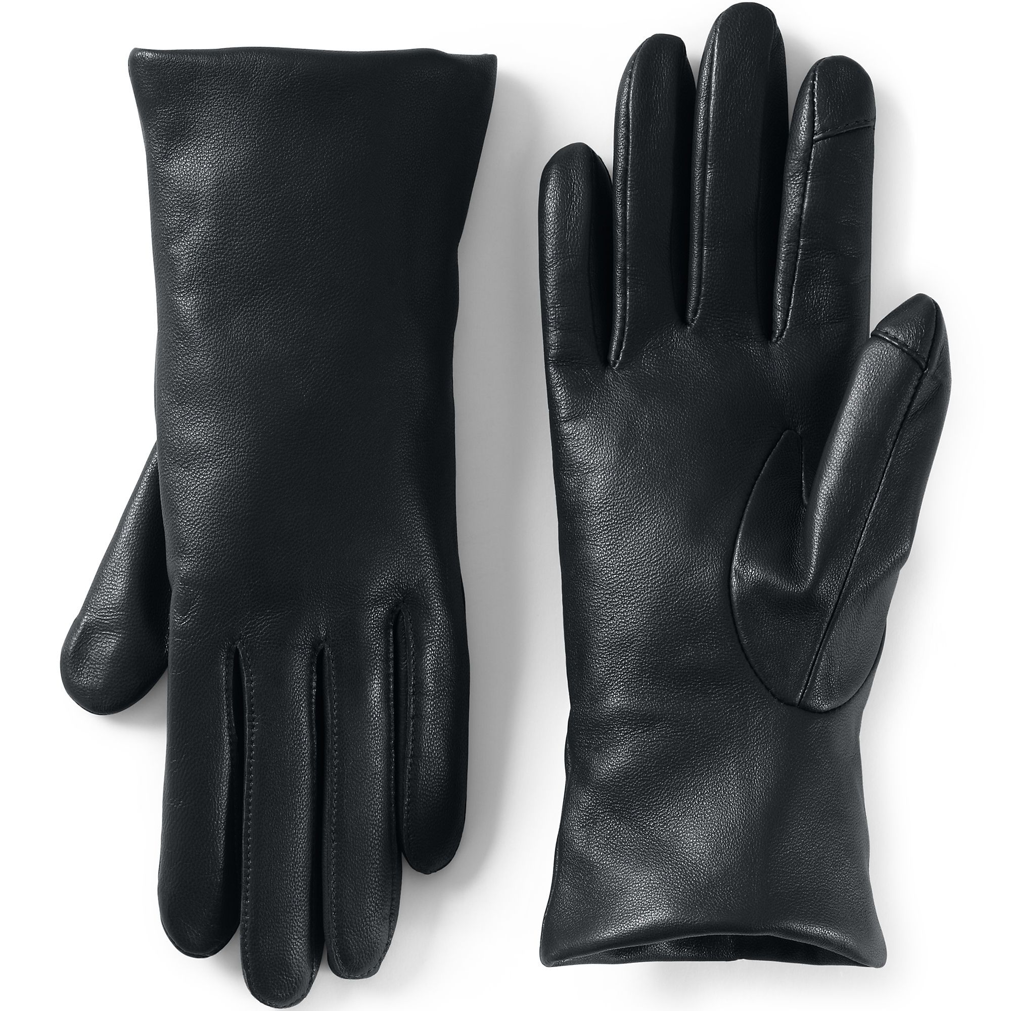 Women's EZ Touch Screen Cashmere Lined Leather Gloves | Lands' End (US)