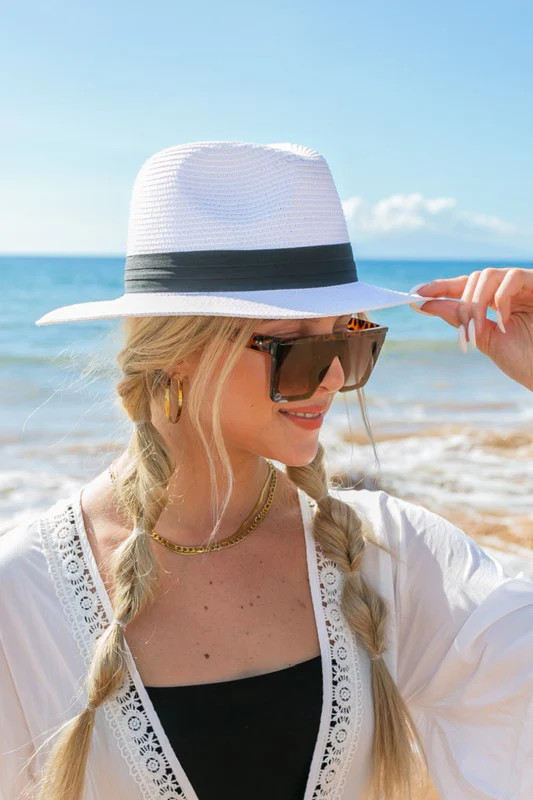 Classic Straw Panama Fedora Hat White / OneSize | Casual Chic Boutique