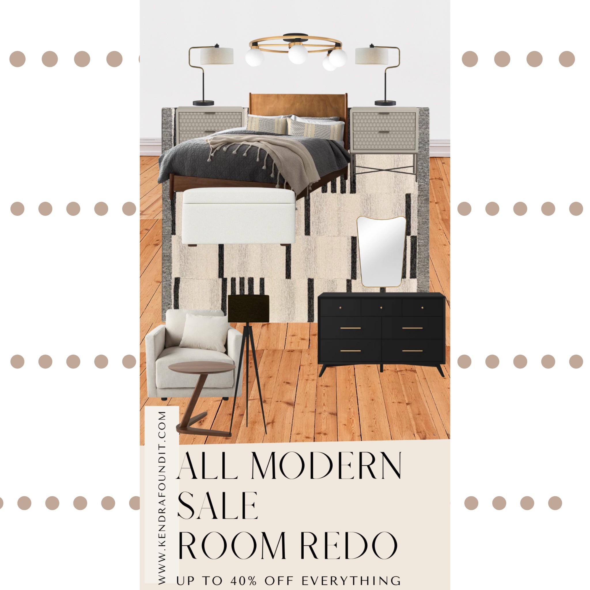 #ad #AllModernPartner Wayfair challenged me to create an entire room refresh using ONLY @AllModern items, so obviously I was up for the challenge. I found a mid-century bed, a modern wool rug, an upholstered storage ottoman, honeycomb panel bedside tables, an eclectic, irregular wall mirror, and more.  

#modernbedroom #bedroominspo #minimalist #minimalisthome #bedroomrefresh #bedroomfurniture #bed #sale #bedsidetables #floorlamp #lighting #mcm #lamp #flushmount #modern #moderntraditonal #modernhome #decorinspo #homedecor #decorating #roomrefresh #bedroom #rug #sidechair #tablelamp.  Neutral side chair. Neutral accent chair. Modern bedroom.  Sale items. Affordable home decor.  Affordable furniture. Decorating on a budget. Room redo. Bedroom update. Bedroom refresh. Bedroom furniture. Mid-century modern furniture.  Mid-century modern bedroo. Black and white bedroom. Minimalist style. Minimalist bedroom. Minimalist home decor. Sale alert. 

#LTKsalealert #LTKstyletip #LTKhome