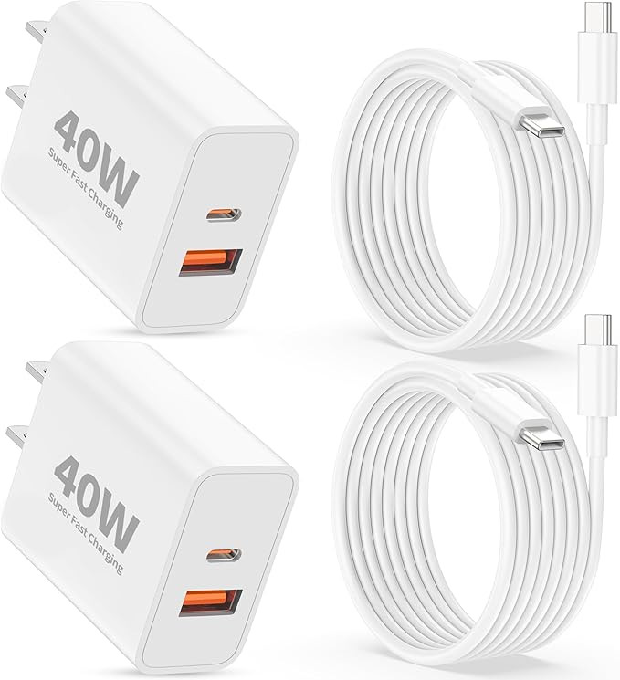 iPhone 17 16 Pro Max Charger Fast Charging, 2Pack 40W Dual Port USB C Fast Wall Charger Block wit... | Amazon (US)