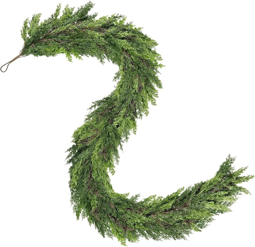 9 FT Christmas Cedar Garland, Thick Green Cypress Garlands, Real Touch Pine Garlands, Realistic G... | Amazon (US)