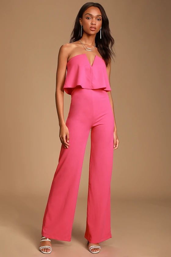 Power of Love Bright Pink Strapless Jumpsuit | Lulus (US)