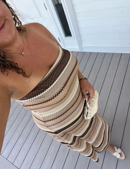 Crochet knit tube top summer maxi dress from revolve, revolve summer looks, summer outfit, spring break outfit idea, tube top maxi dress, Taylor tube top dress show me your mumu, seashell rattan bag for summer, vacation outfit, festival outfit, country concert outfit, resort wear

#LTKmidsize #LTKFestival #LTKstyletip