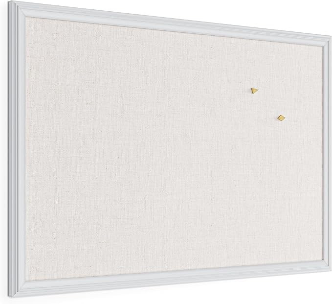 U Brands Farmhouse Linen Bulletin Board, 30 x 20 Inches, White Wood Frame (2074U00-01) | Amazon (US)