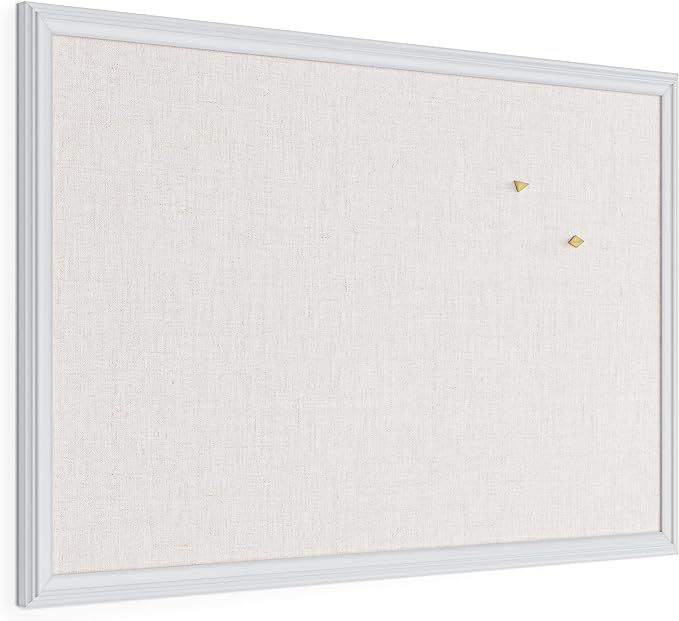 U Brands Farmhouse Linen Bulletin Board, 30 x 20 Inches, White Wood Frame (2074U00-01) | Amazon (US)