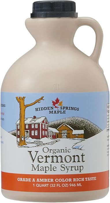 Hidden Springs Maple Organic Vermont Maple Syrup, Grade A Amber Rich, 32 Ounce, 1 Quart, Family F... | Amazon (US)
