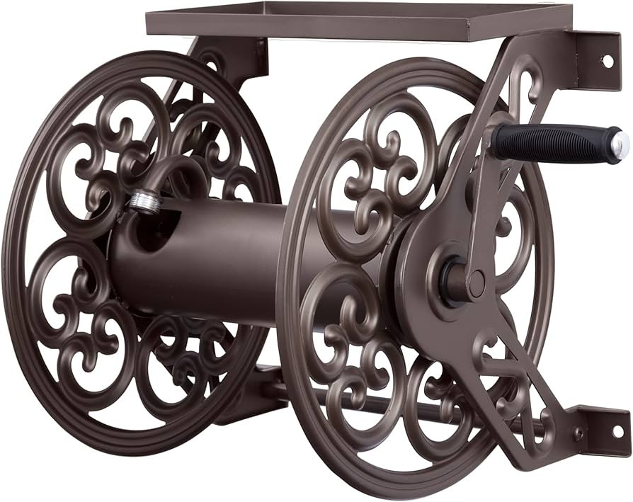 Liberty Garden Products 708 Steel Decorative Wall Mount Garden Hose Reel, Holds 125-Feet of 5/8-I... | Amazon (US)