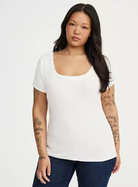 Cotton Modal Rib Scoop Tee in Multi | Torrid (US & Canada)