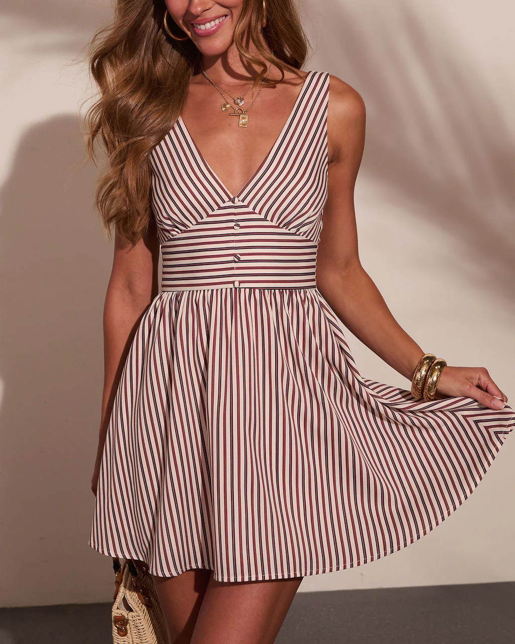 Sunlit Heritage Striped Mini Dress | VICI