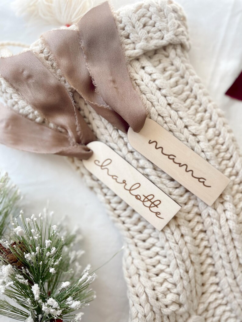 Custom Stocking Name Tags Engraved Name Wooden Tag for Stocking Personalized Gift Tag Holiday Chr... | Etsy (US)