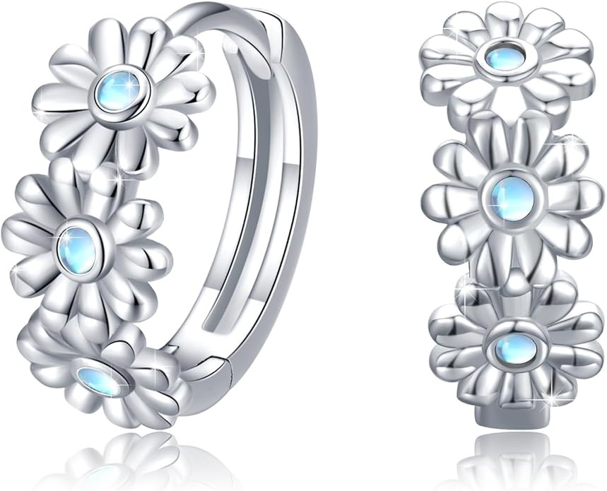 Silver Retro Moonstone daisy Earrings for Women Flower Earring Jewlery Suitable for Different Sty... | Amazon (US)