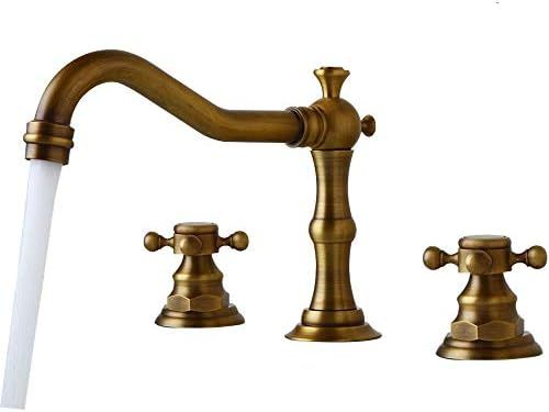Widespread Bathroom Faucet Antique Brass Bathtub Deck Mounted 3 Pieces 3 Hole Two Handles Sink Mi... | Amazon (US)