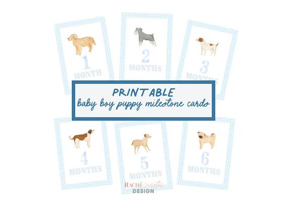 Milestone Puppies Cards for Baby Boy | Etsy (US)