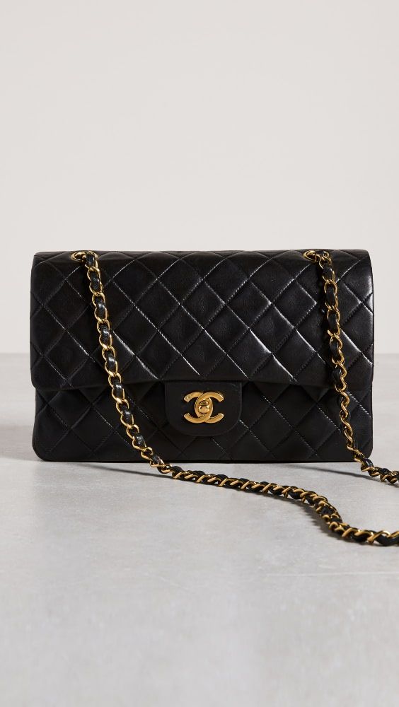 What Goes Around Comes Around Chanel Black Lambskin 2.55 10" | Shopbop | Shopbop