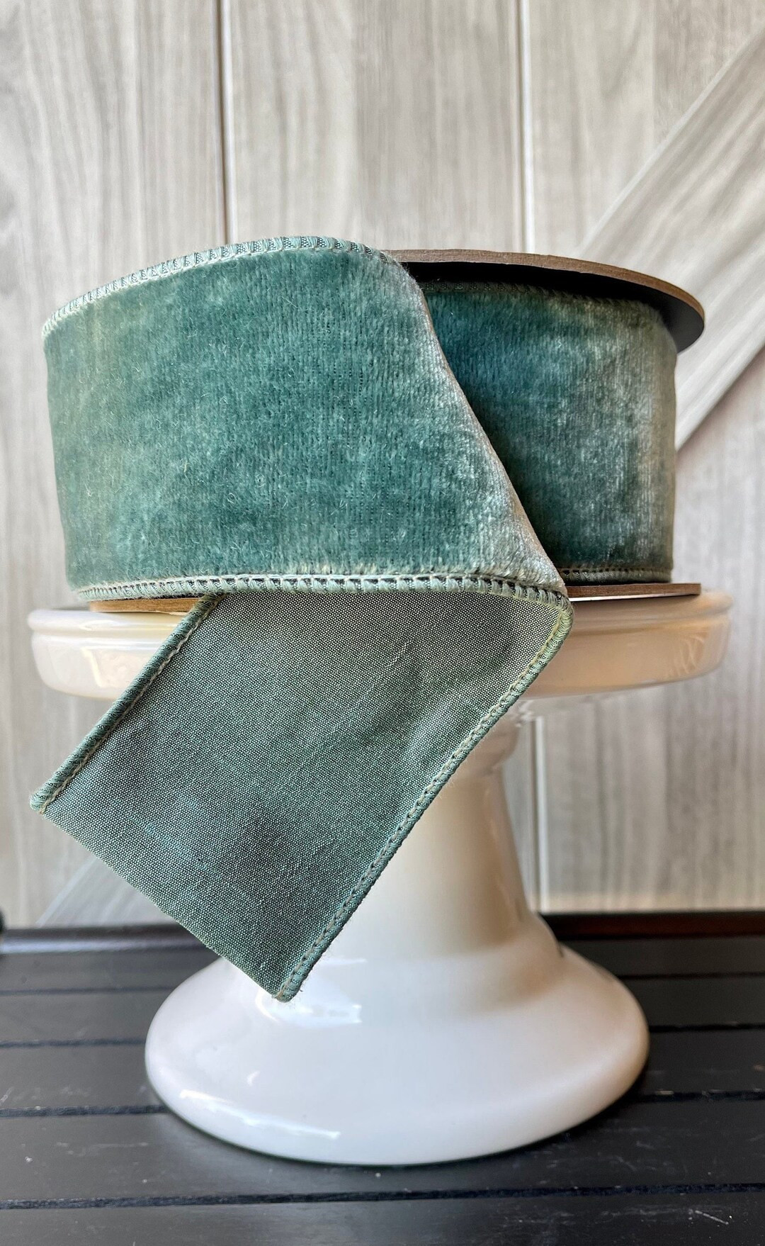 10 Yards 2.5 Inch Wired Ribbon Velvet Wired Ribbon Celadon - Etsy | Etsy (US)