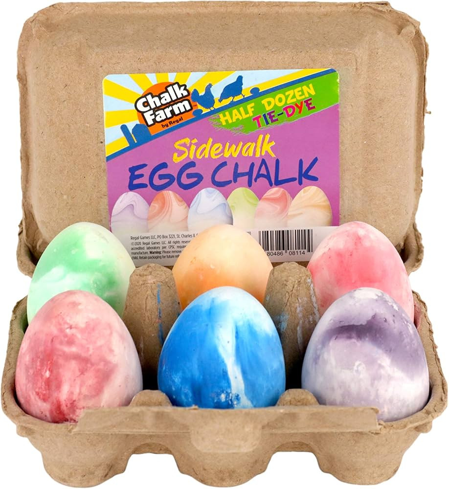 Regal Games Sidewalk Tie Dye Egg Chalk, 6 Count Chalk, Non-Toxic, Washable, Art Set | Amazon (US)